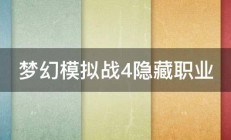 梦幻模拟战4隐藏职业 