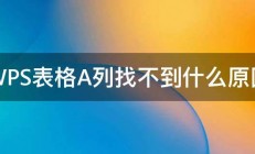 WPS表格A列找不到什么原因 