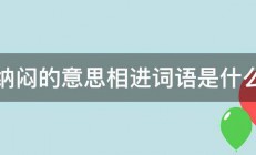 纳闷的意思相进词语是什么 