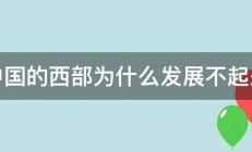 中国的西部为什么发展不起来 