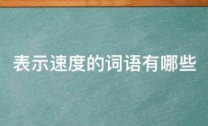 表示速度的词语有哪些 