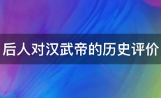 后人对汉武帝的历史评价 