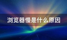 浏览器慢是什么原因 