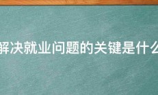 解决就业问题的关键是什么 