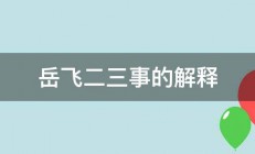 岳飞二三事的解释 