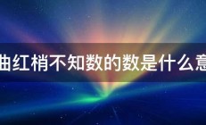 一曲红梢不知数的数是什么意思 