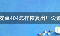 安卓404怎样恢复出厂设置 