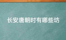 长安唐朝时有哪些坊 