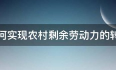 如何实现农村剩余劳动力的转移 