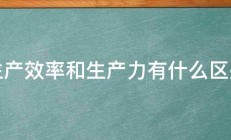 生产效率和生产力有什么区别 