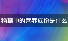 稻糠中的营养成份是什么 