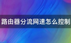 路由器分流网速怎么控制 