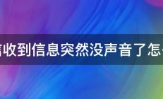 微信收到信息突然没声音了怎么办 