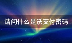 请问什么是沃支付密码 