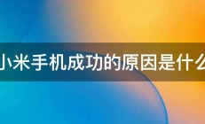 小米手机成功的原因是什么 