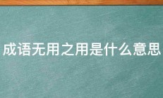 成语无用之用是什么意思 