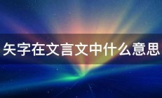 矢字在文言文中什么意思 