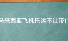 去马来西亚飞机托运不让带什么 