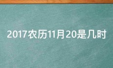 2017农历11月20是几时 