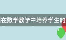 如何在数学教学中培养学生的素质 