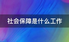 社会保障是什么工作 