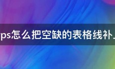 wps怎么把空缺的表格线补上 