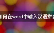 如何在word中输入汉语拼音 