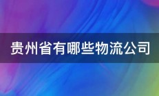 贵州省有哪些物流公司 