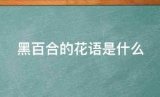 黑百合的花语是什么 