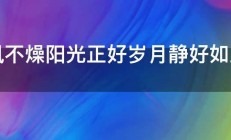 微风不燥阳光正好岁月静好如此甚好是什么意思 