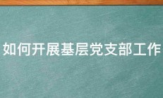 如何开展基层党支部工作 