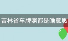 吉林省车牌照都是啥意思 