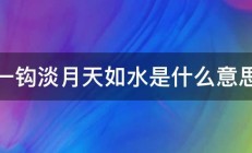 一钩淡月天如水是什么意思 