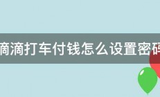 滴滴打车付钱怎么设置密码 