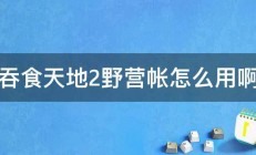 吞食天地2野营帐怎么用啊 