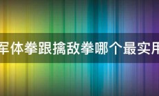 军体拳跟擒敌拳哪个最实用 