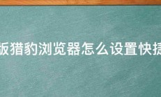 新版猎豹浏览器怎么设置快捷键 