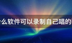 什么软件可以录制自己唱的歌 