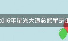 2016年星光大道总冠军是谁 