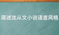 简述沈从文小说语言风格 