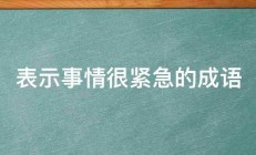 表示事情很紧急的成语 