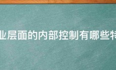 企业层面的内部控制有哪些特征 