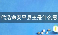 古代浩命安平县主是什么意思 