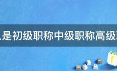 什么是初级职称中级职称高级职称 