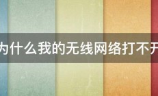 为什么我的无线网络打不开 