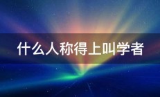 什么人称得上叫学者 