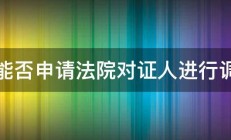 我能否申请法院对证人进行调查 