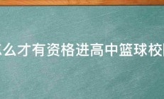 怎么才有资格进高中篮球校队 