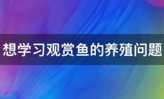 想学习观赏鱼的养殖问题 