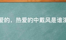 亲爱的，热爱的中戴风是谁演的 